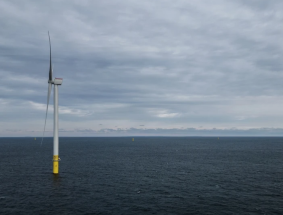 a wind turbine in the ocean