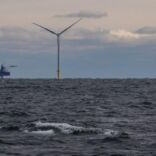 a wind turbine in the ocean