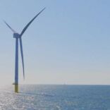 a wind turbine in the ocean