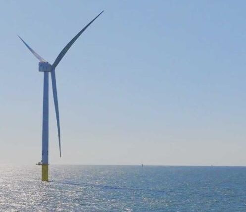a wind turbine in the ocean