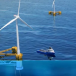 Floating offshore platforms anchored with mooring lines will be the technology of choice for the Gulf of Maine due to its deeper waters. Credit:Illustration by the National Renewable Energy Laboratory (NREL)